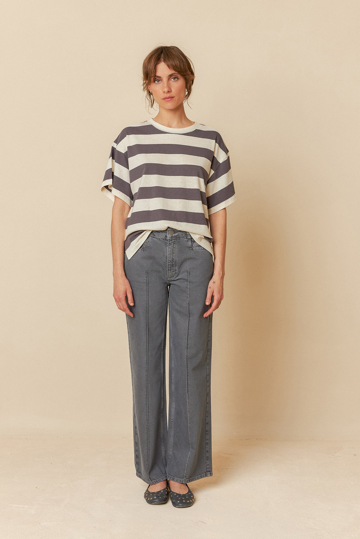 STRIPED CROP T- SHIRT
