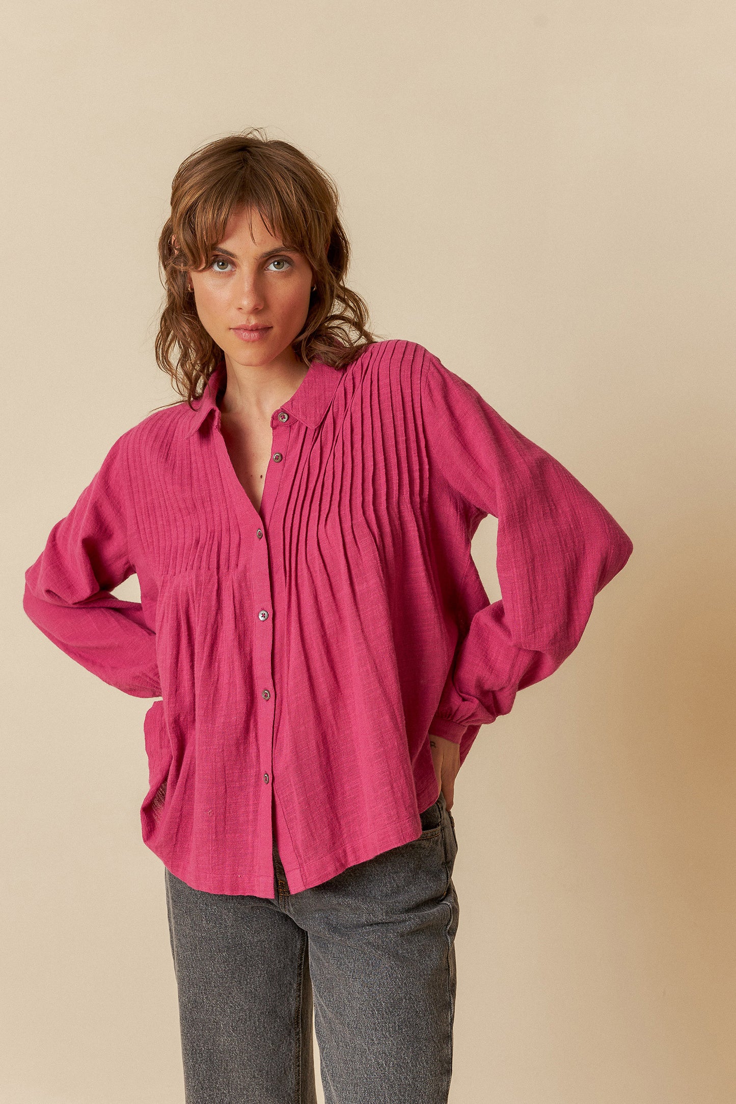 LEAH PLEATED SHIRT