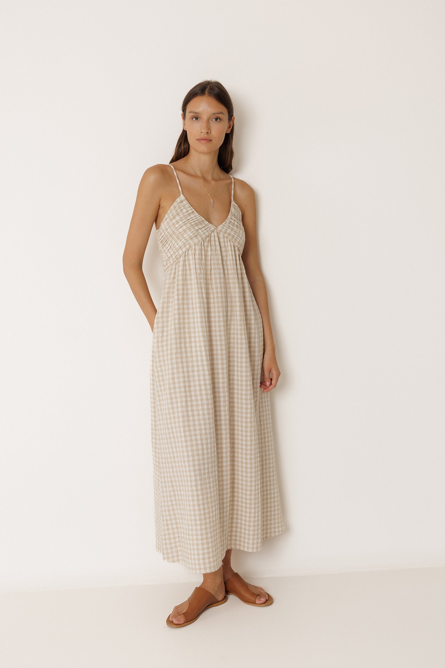 STRAPPY GINGHAM DRESS