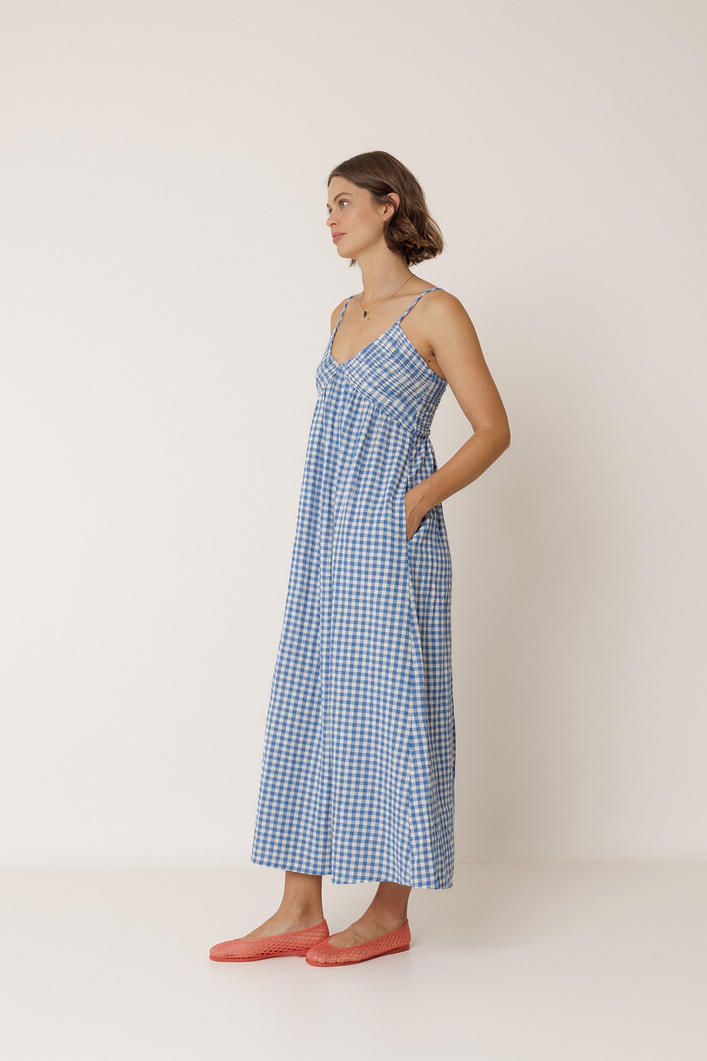 STRAPPY GINGHAM DRESS