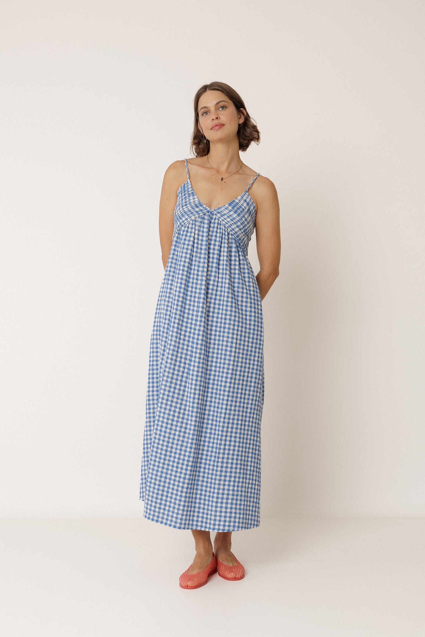 STRAPPY GINGHAM DRESS