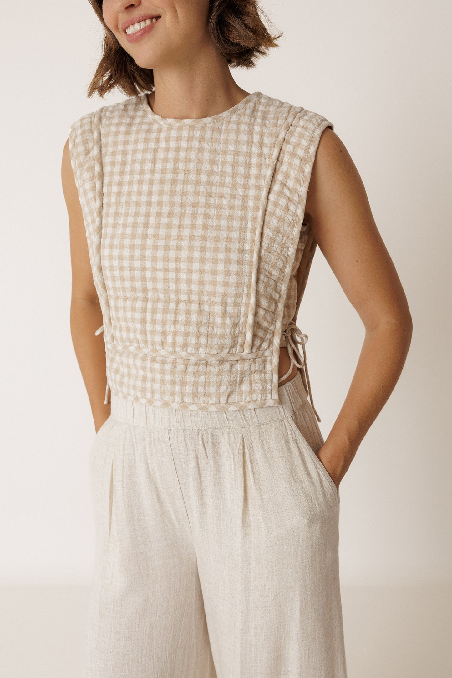 QUILTED CHECKERED TOP