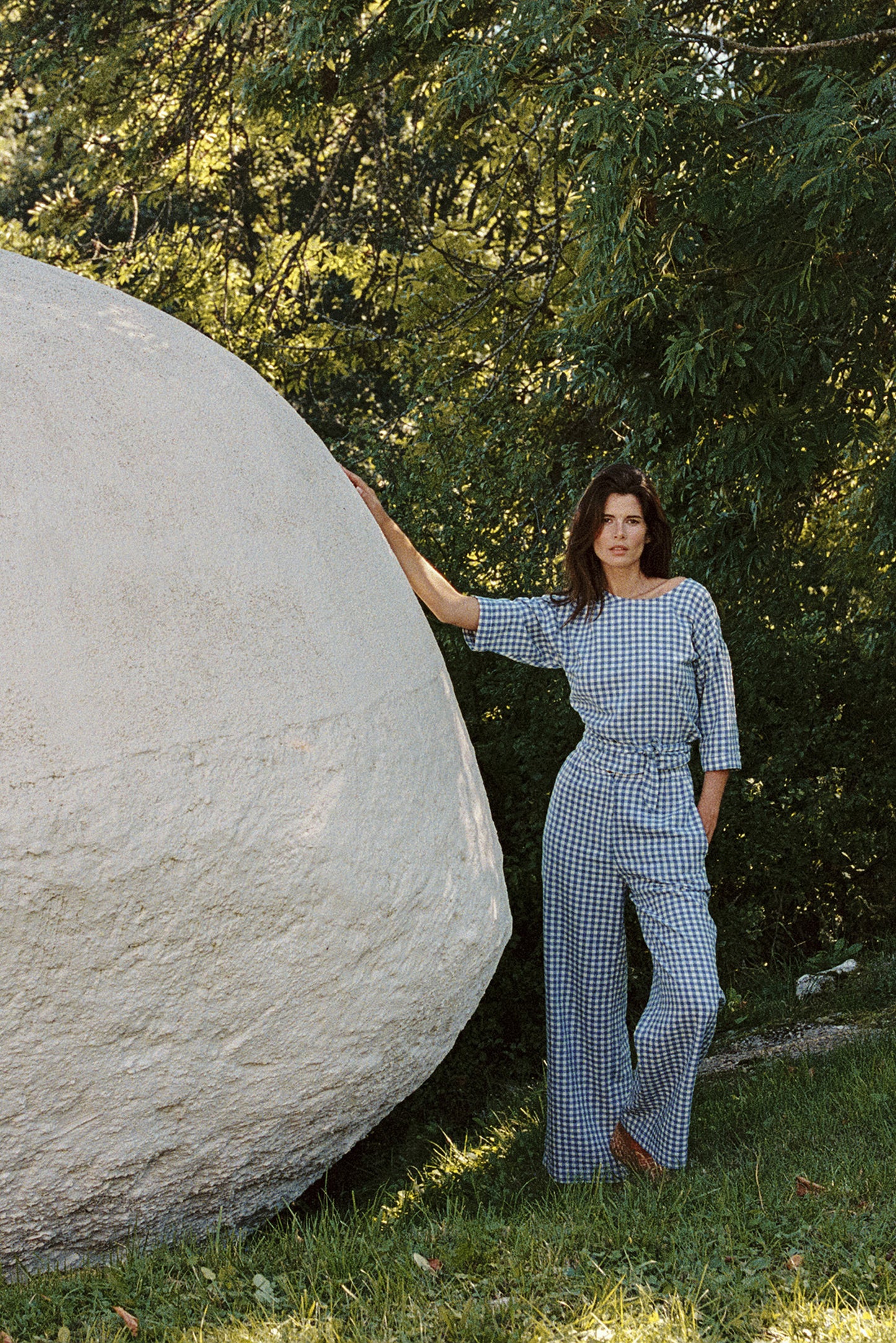 ELASTIC GINGHAM PANT