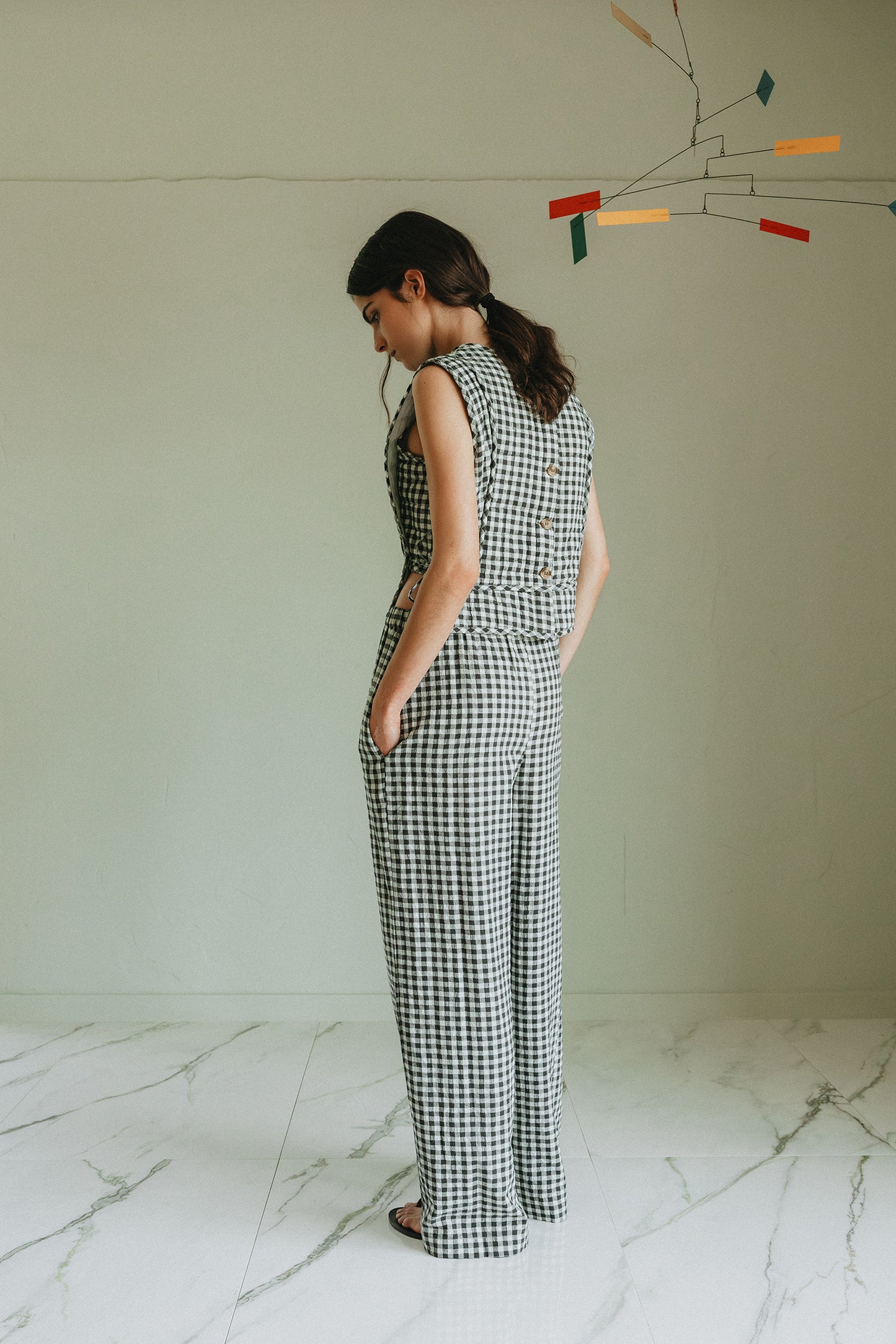ELASTIC GINGHAM PANT
