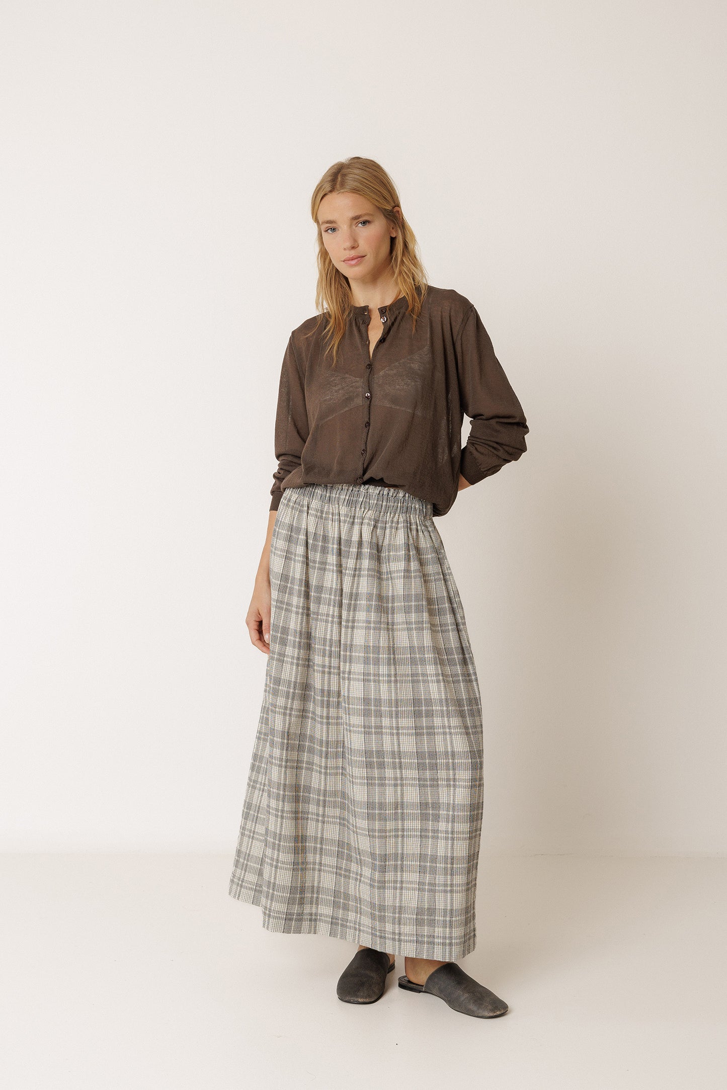COTTON PLAID SKIRT