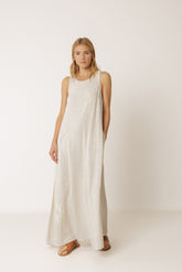 NATURAL EMBROIDERED DRESS