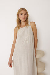 NATURAL EMBROIDERED DRESS