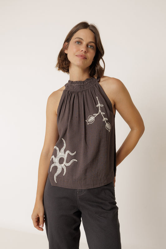 EMBROIDERED HALTER TOP 2