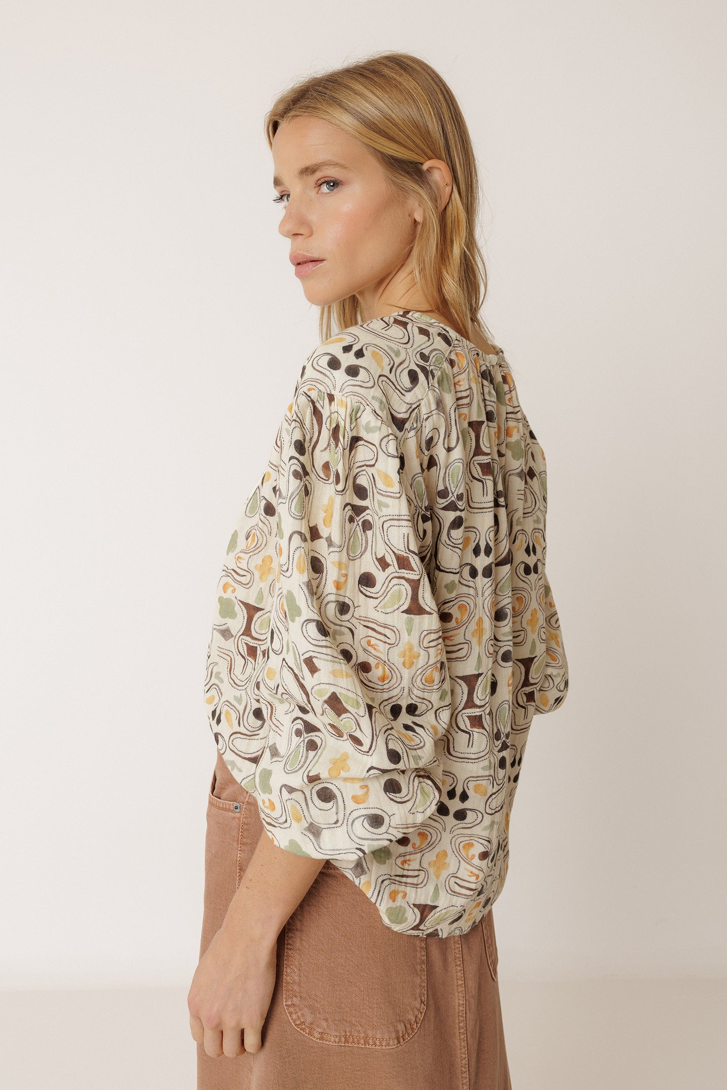 BLOUSE À IMPRIMÉ EN DOUBLE GAZE