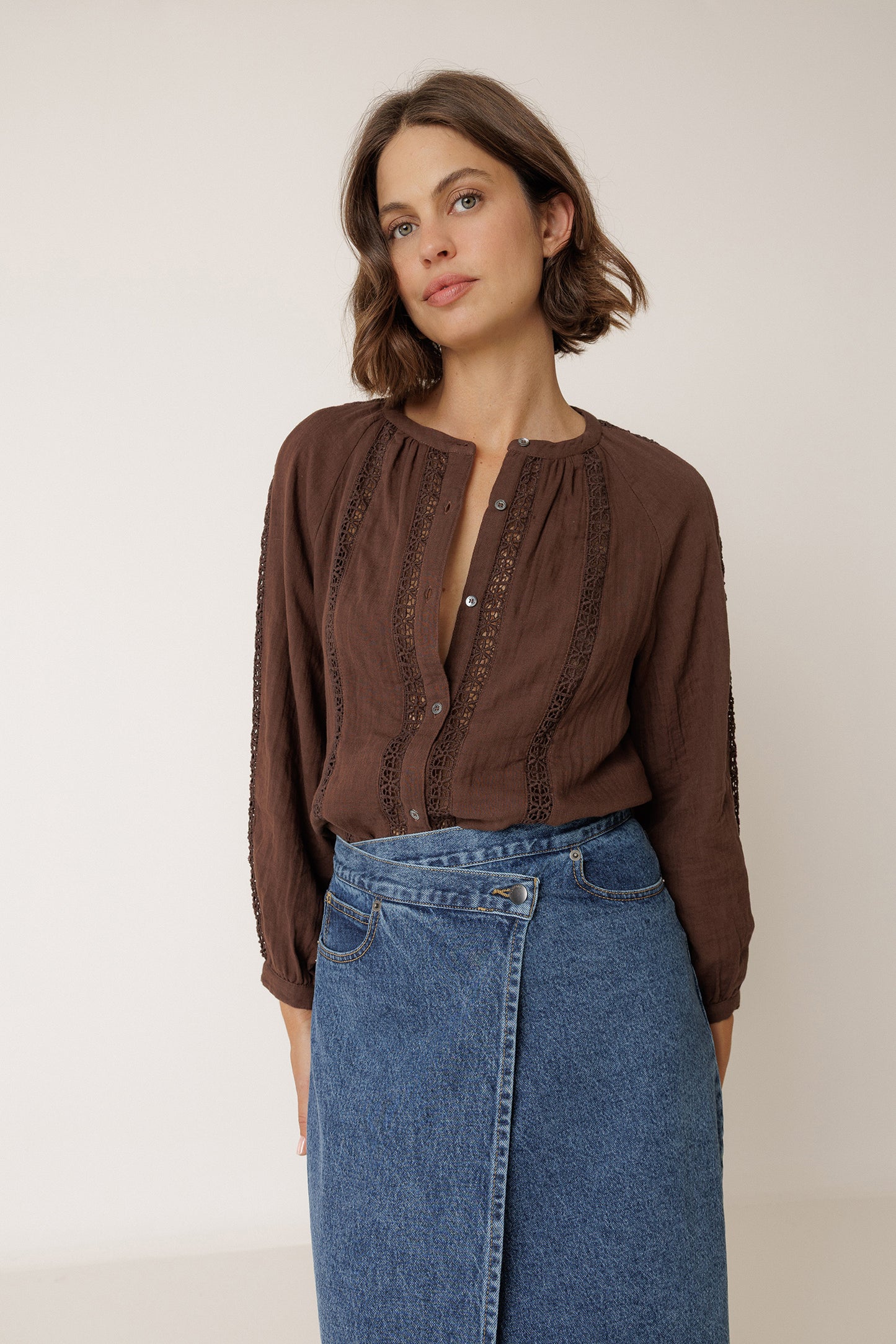 DOUBLE-GAUZE LACE SHIRT