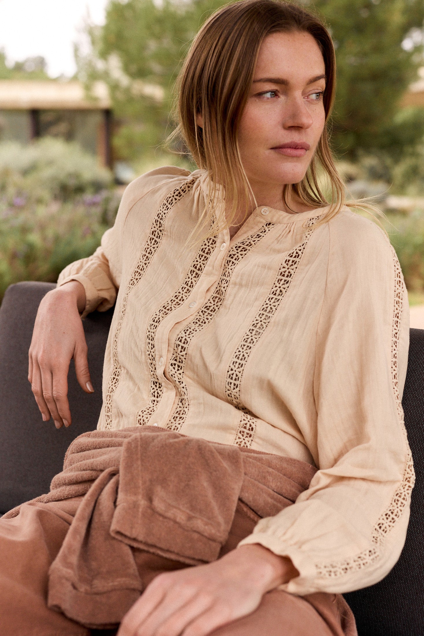 DOUBLE-GAUZE LACE SHIRT | INDI&COLD