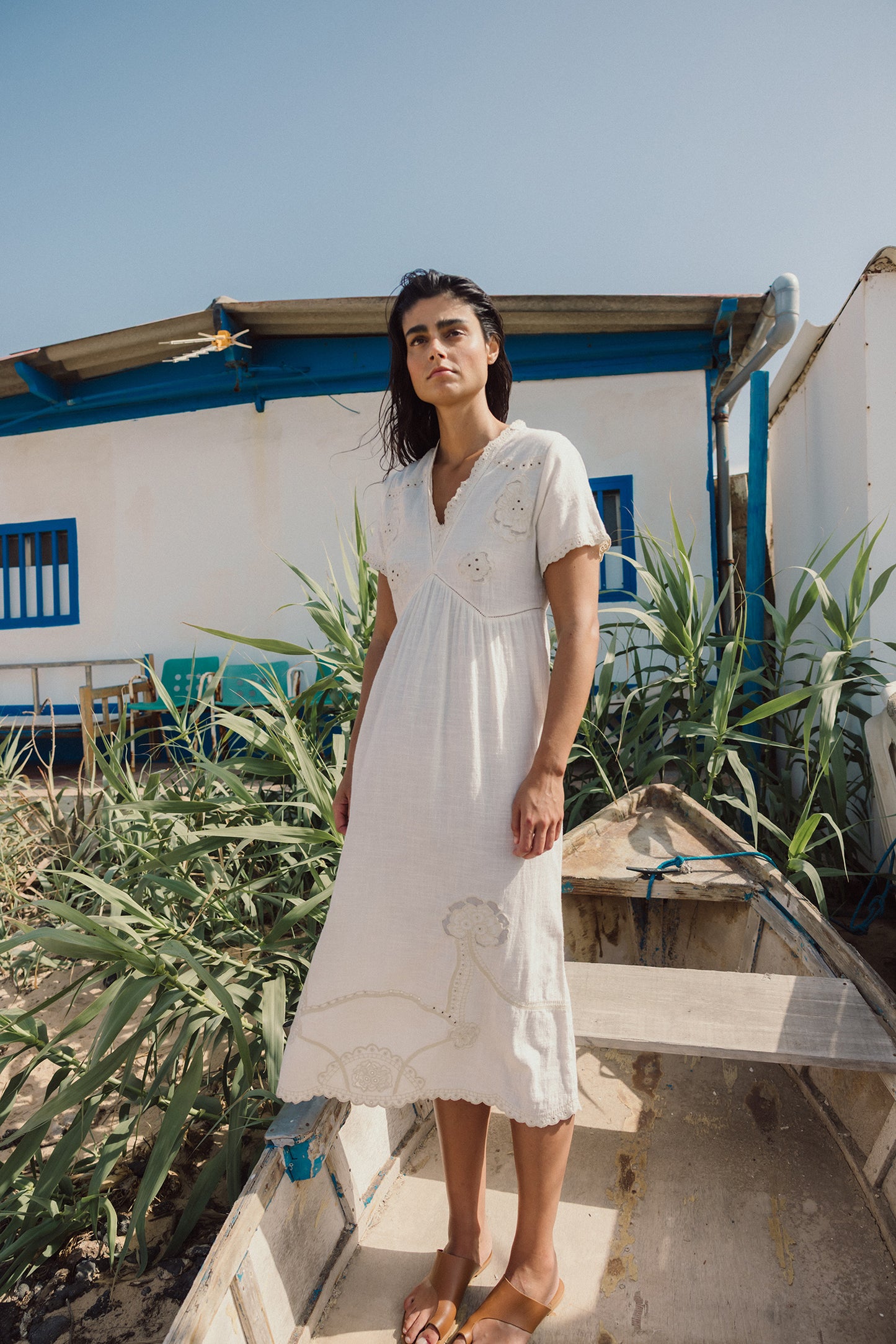 [CL] EYELET EMBROIDERED WIDE DRESS