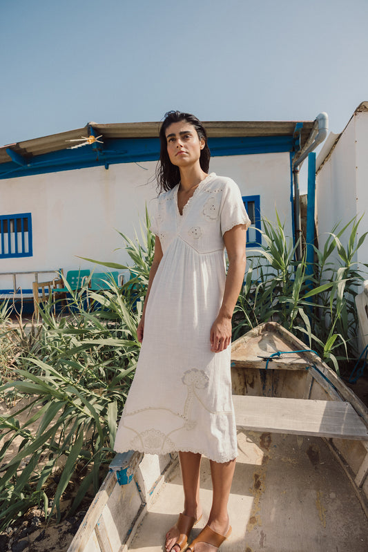 [CL] EYELET EMBROIDERED WIDE DRESS 1