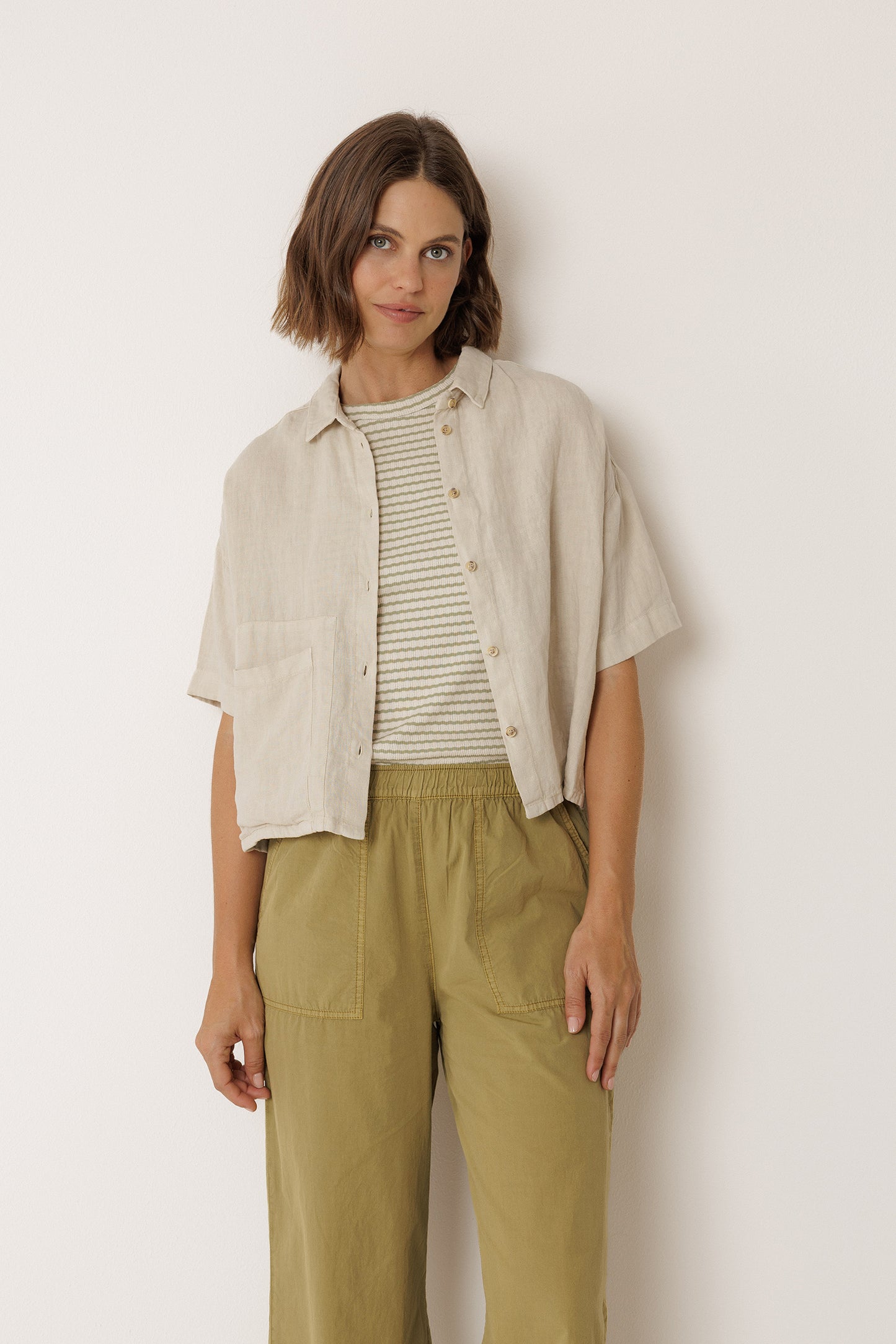 CROP LINEN SHIRT