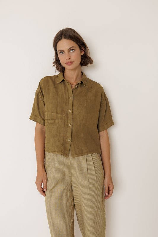 CROP LINEN SHIRT 1