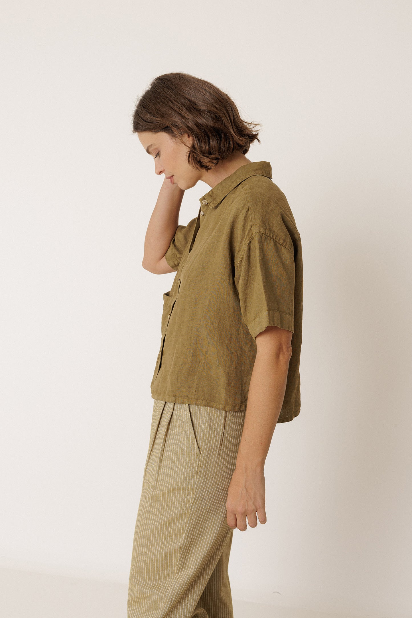 CROP LINEN SHIRT