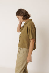 CROP LINEN SHIRT