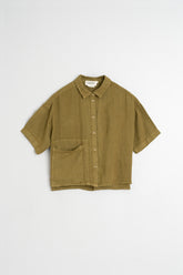 CROP LINEN SHIRT