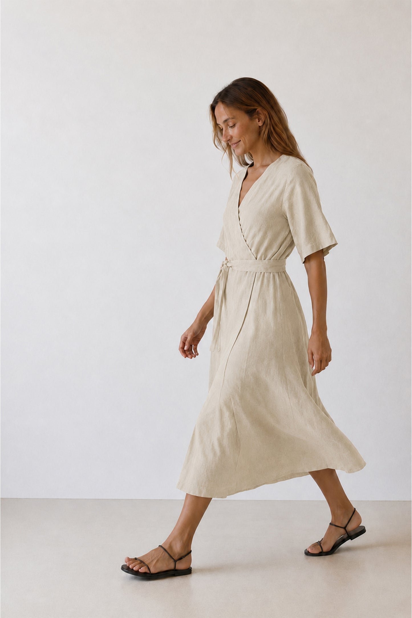 [CL] CROSSOVER LINEN DRESS
