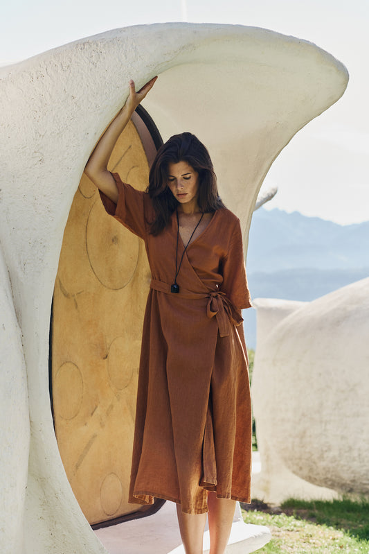 CROSSOVER LINEN DRESS 4