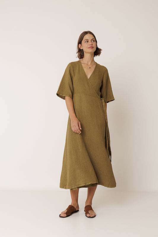 CROSSOVER LINEN DRESS 1