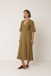 CROSSOVER LINEN DRESS