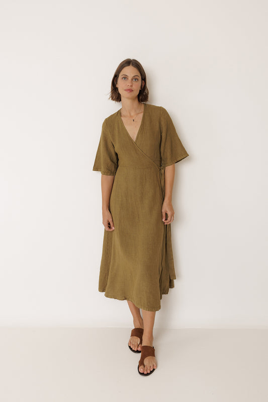 CROSSOVER LINEN DRESS 5