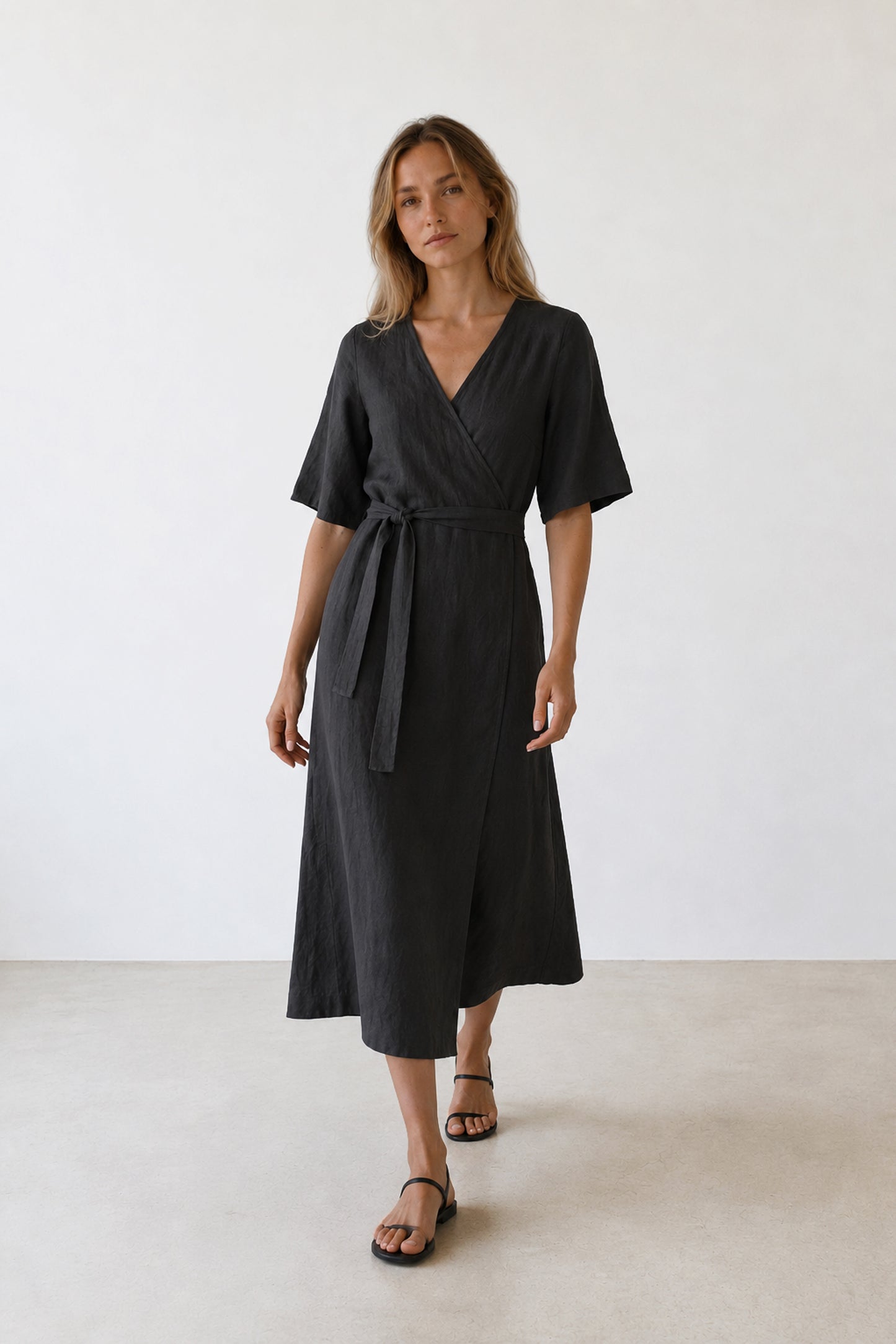 [CL] CROSSOVER LINEN DRESS