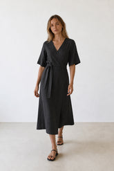 VESTIDO CRUZADO LINO