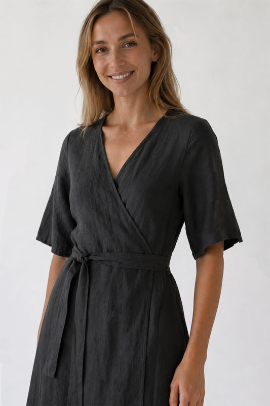 CROSSOVER LINEN DRESS 2