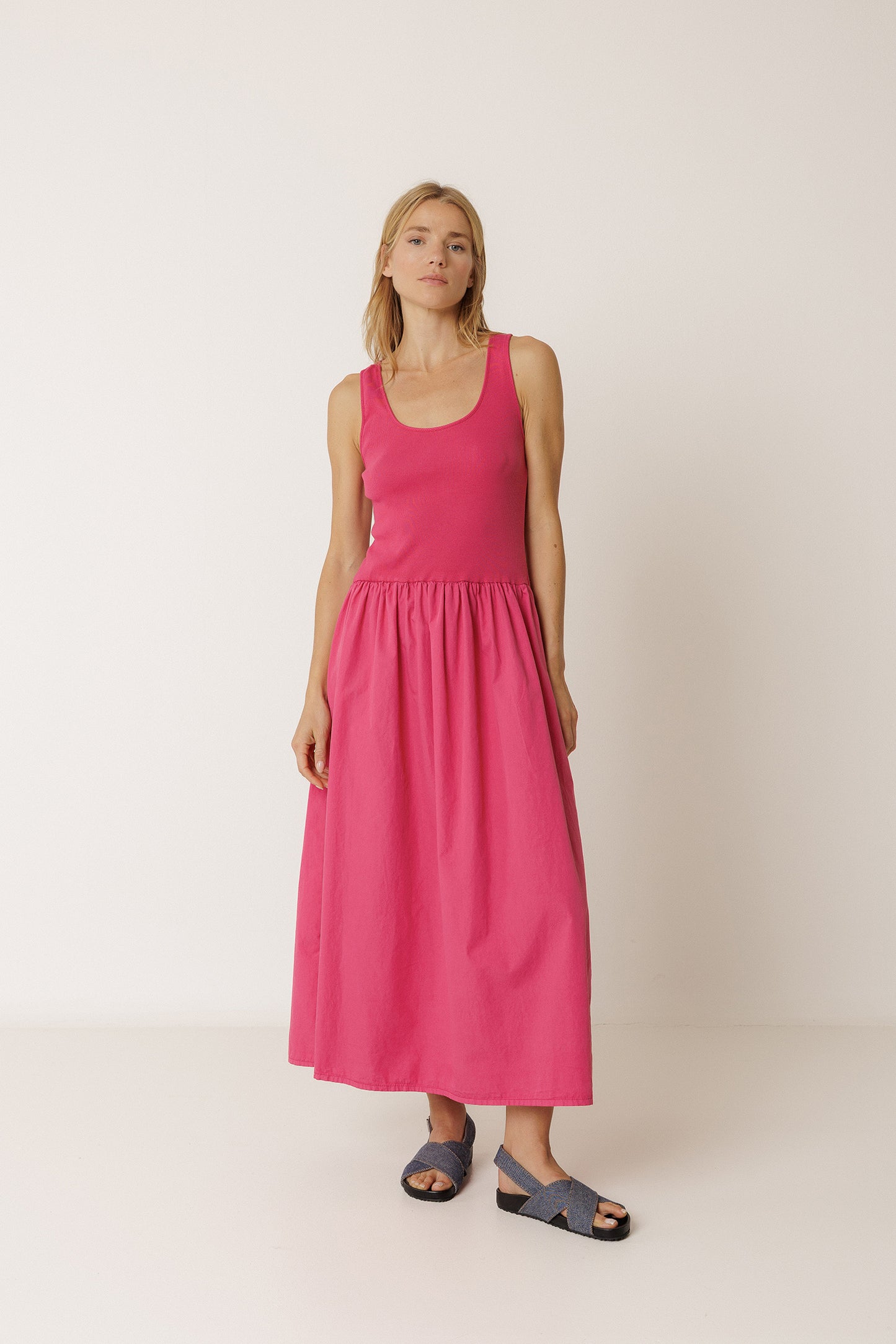 ROBE EN POPELINE COMBINÉE