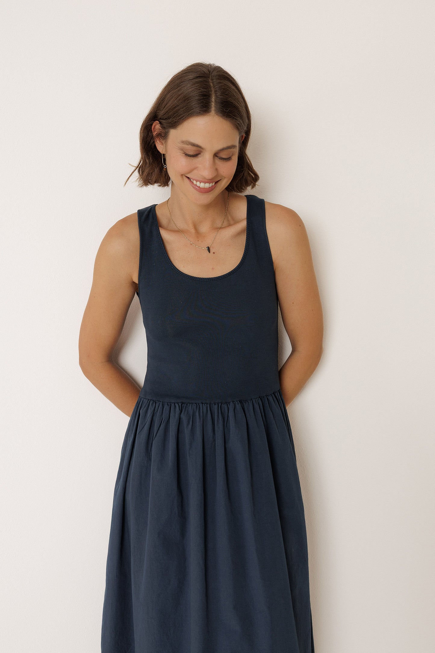 COMBINATION POPLIN DRESS