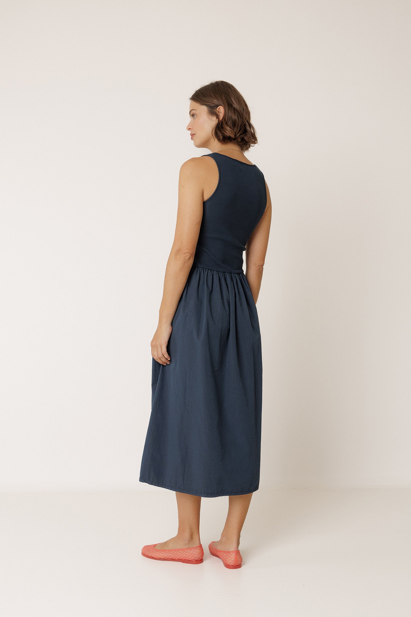 COMBINATION POPLIN DRESS