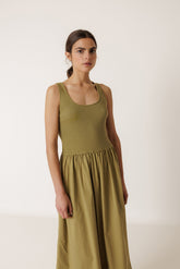 COMBINATION POPLIN DRESS