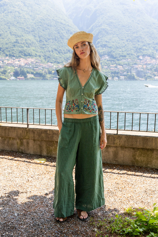 PANTALON RAYÉ EN LIN 1