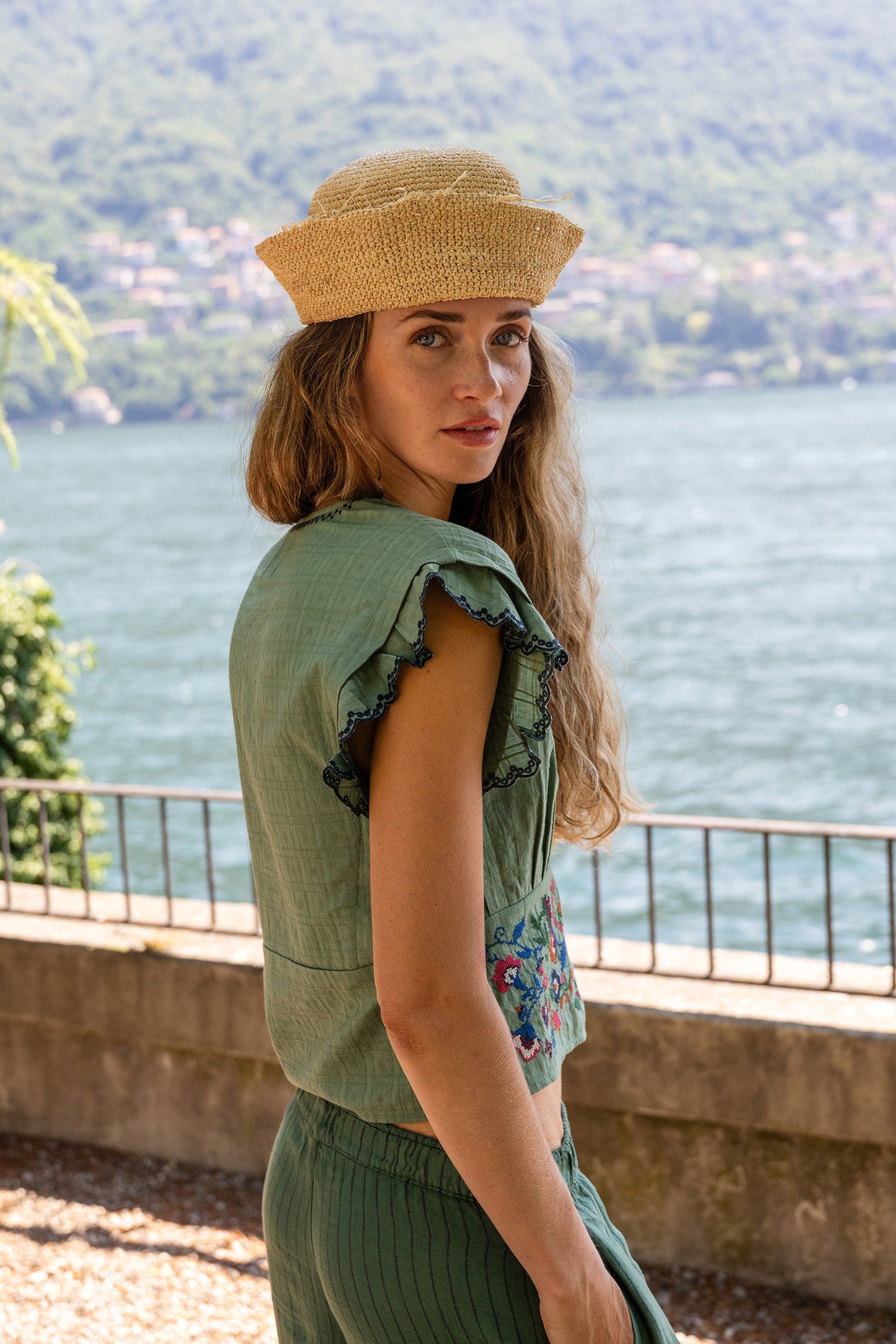PANTALON RAYÉ EN LIN