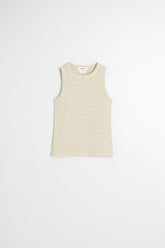 DÉBARDEUR CÔTELÉ HALTER À RAYURES