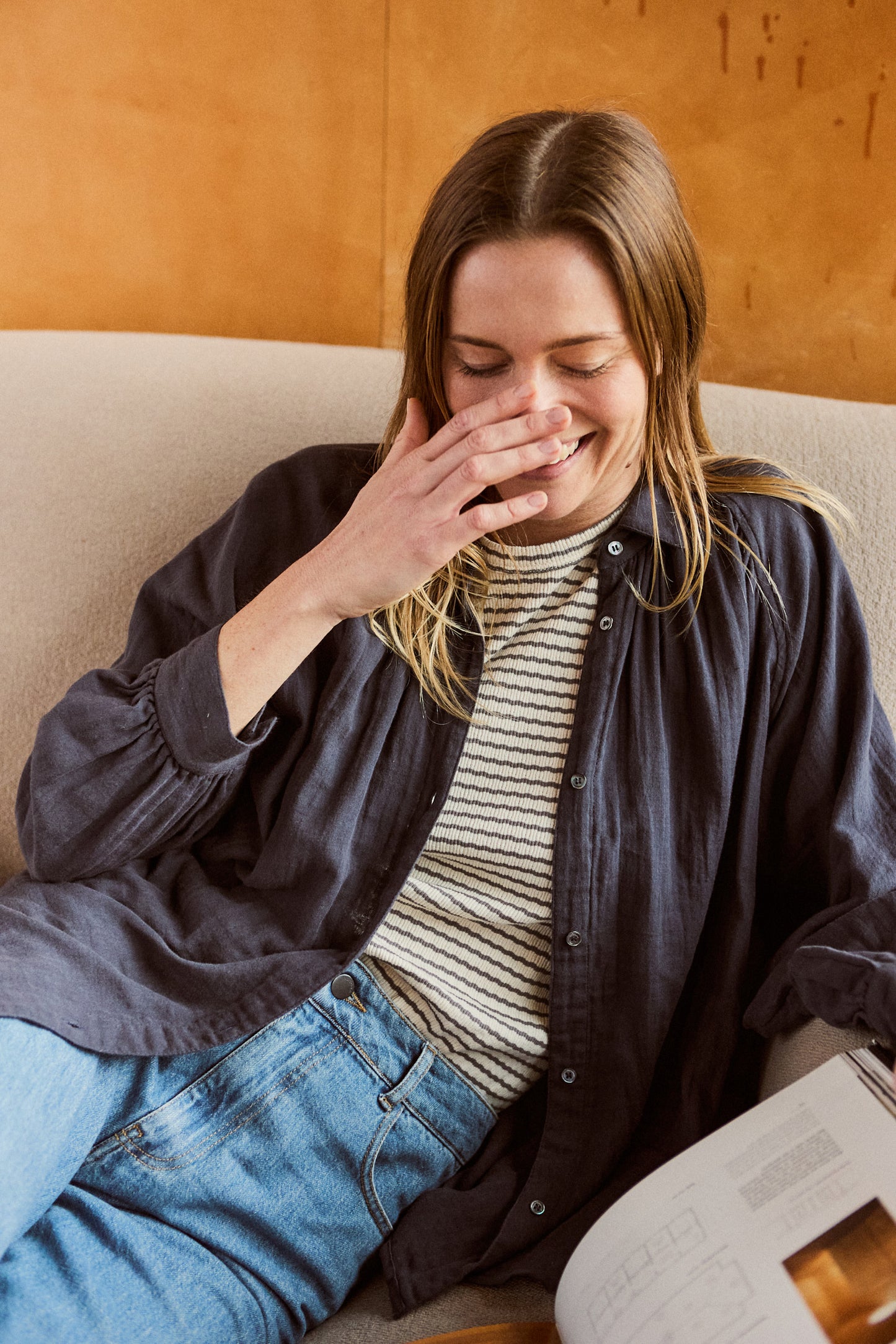 STRIPED RIBBED HALTER TEE