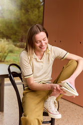 CONTRAST-STRIPE KNIT POLO