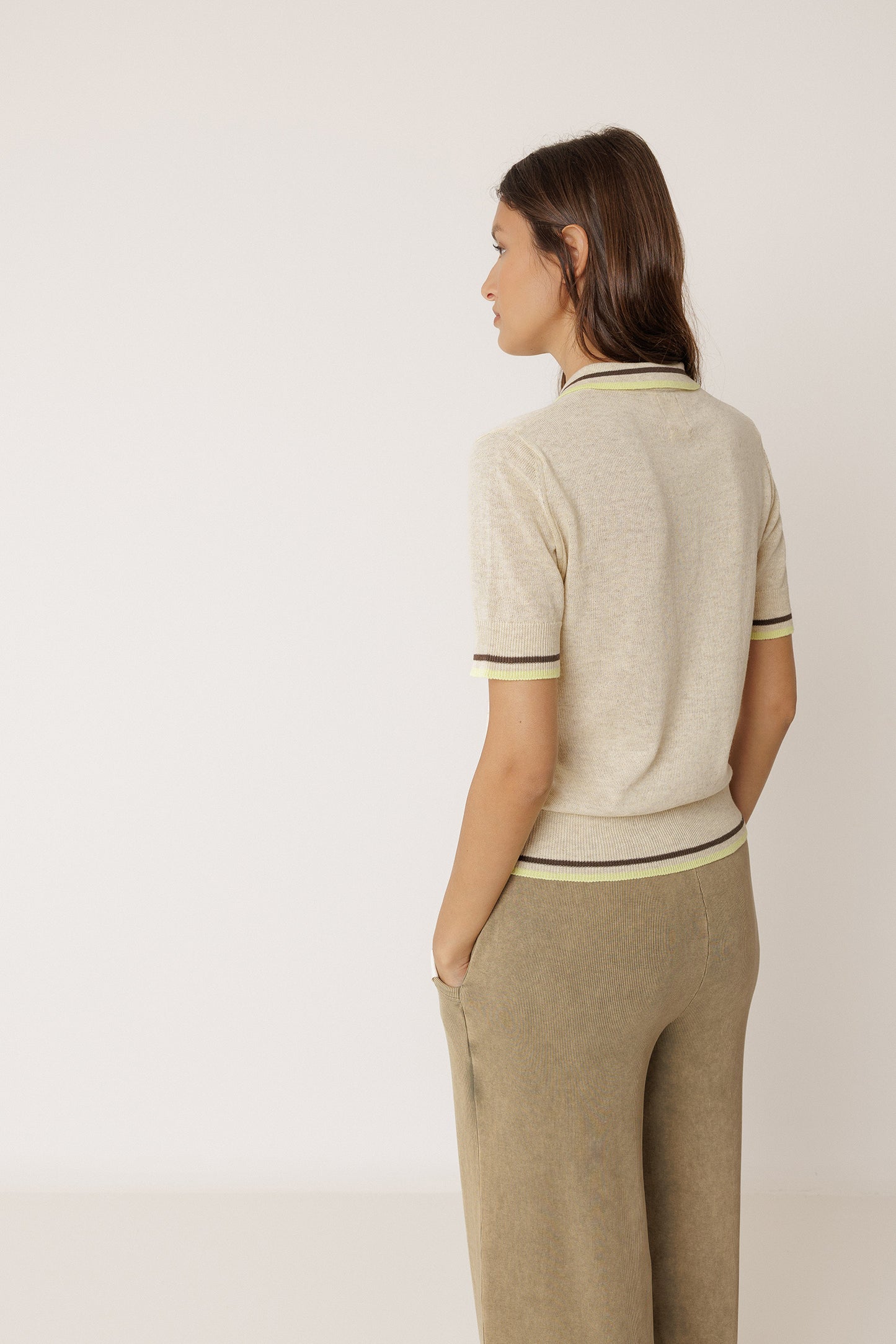 CONTRAST-STRIPE KNIT POLO