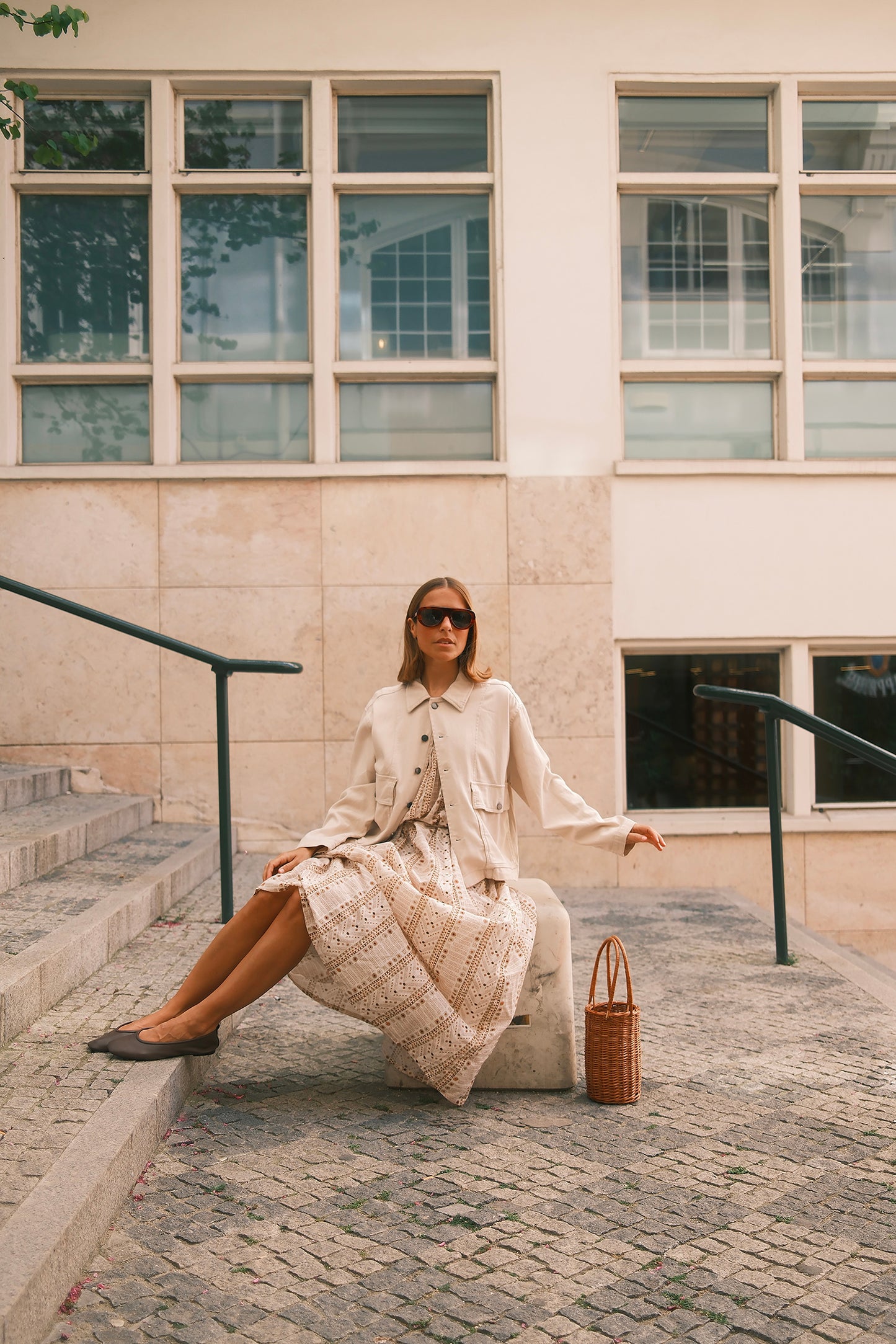 STAMP-PRINT HALTER DRESS