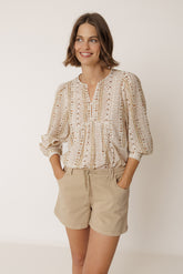 HEMSTITCH-DETAILS BLOUSE