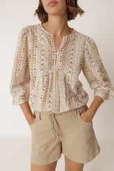 HEMSTITCH-DETAILS BLOUSE