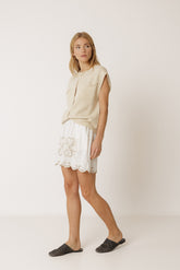 SCALLOPED EMBROIDERY SHORT