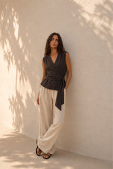 SATIN SHIRT WITH TIE-NECK
