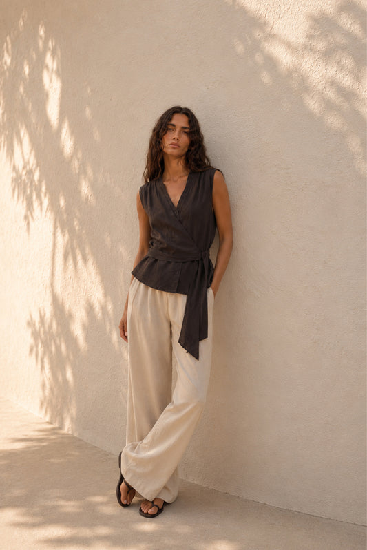 SATIN SHIRT WITH TIE-NECK 2