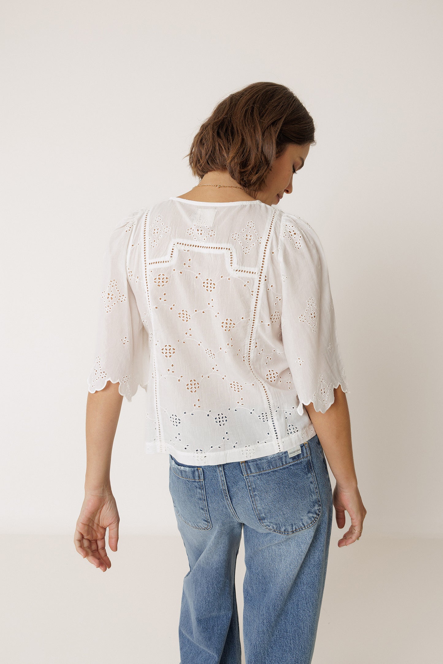 BOXY SHIRT WITH SCHIFFLI EMBROIDERY