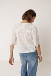 BOXY SHIRT WITH SCHIFFLI EMBROIDERY