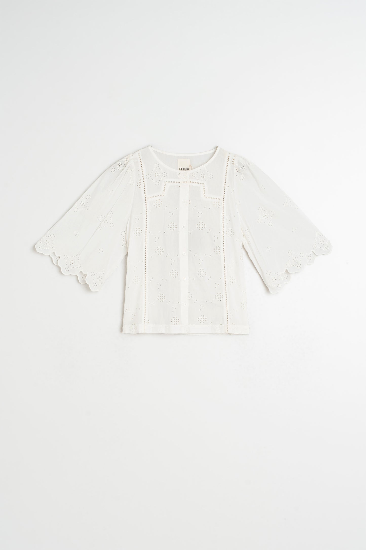 BOXY SHIRT WITH SCHIFFLI EMBROIDERY
