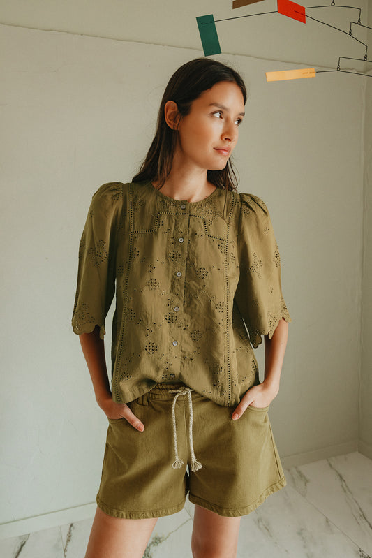 BOXY SHIRT WITH SCHIFFLI EMBROIDERY 1